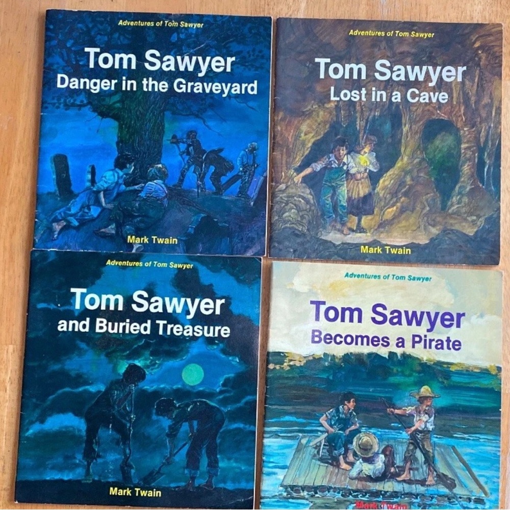 Book Set of 4 Adventures of Tom Sawyer By Mark Twain Illust 1984 First Print